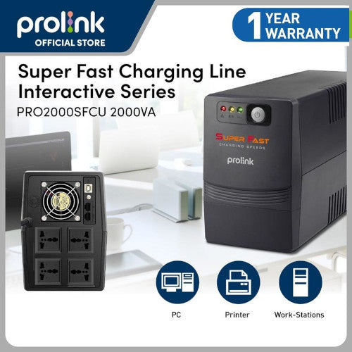 Prolink  PRO2000SFCU 2000VA Power Supply UPS /AVR Universal Sockets for Gaming PC