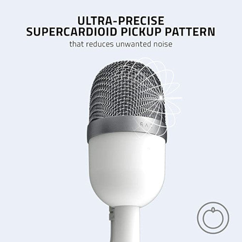 Razer Seiren Mini USB Condenser Microphone: for Streaming and Gaming on PC - Professional Recording Quality - Precise Supercardioid Pickup Pattern - Tilting Stand - Shock Resistant - Mercury White RZ19-03450300-R3M1