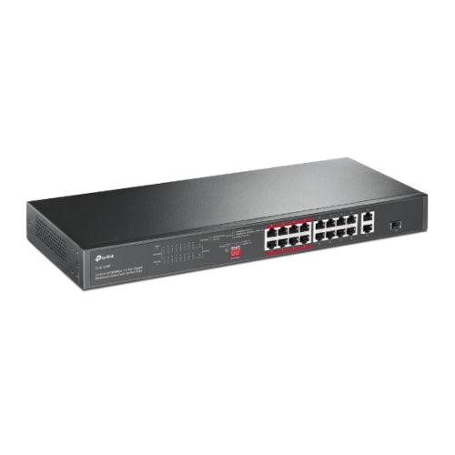 TP-Link 16-Port 10/100 Mbps + 2-Port Gigabit Rackmount Switch with 16 ...