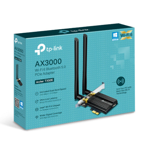 TP-Link AX3000 Dual Band Wi-Fi 6 Bluetooth 5.0 PCI Express Adapter (Archer TX50E)