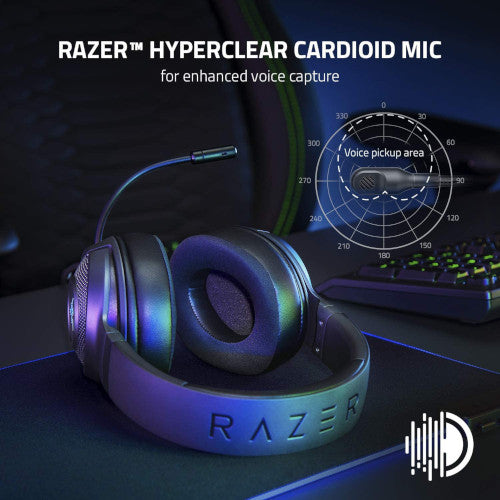 Razer Kraken V3 HyperSense Wired USB Gaming Headset Haptic Technology RZ04-03770100-R3M1, Black
