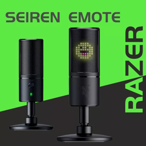 Razer Seiren Emote Streaming Microphone: 8-bit Emoticon LED Display - Stream Reactive Emoticons - Hyper Cardioid Condenser Mic - Height & Angle Adjustable Stand - RZ19-03060100-R3M1