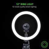 Razer Ring Light 12" Streaming and Selfie Light: Customizable Light Spectrum - Adjustable Brightness - Includes Tripod, Phone and Webcam Mount - Designed for Streaming and Twitch - Compatible w/ Kiyo RZ19-03660100-R3M1