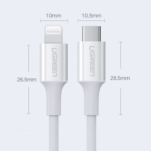 UGREEN USB-C to Lightning Cable Rubber Shell 1M White US171 10493