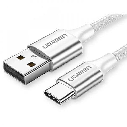 UGREEN USB-A 2.0 TO USB-C CABLE NICKEL PLATING 1M CHARGING AND DATA CABLE (WHITE) (US287/60121)