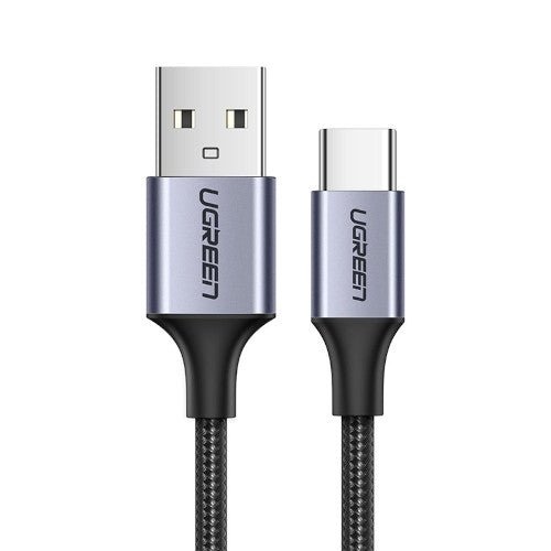 Ugreen  US288 USB-A 2.0 to USB-C Cable Nickel Plating Aluminum Braided USB Type C Cable 1m and 2m Black QC 3.0 Fast Charge